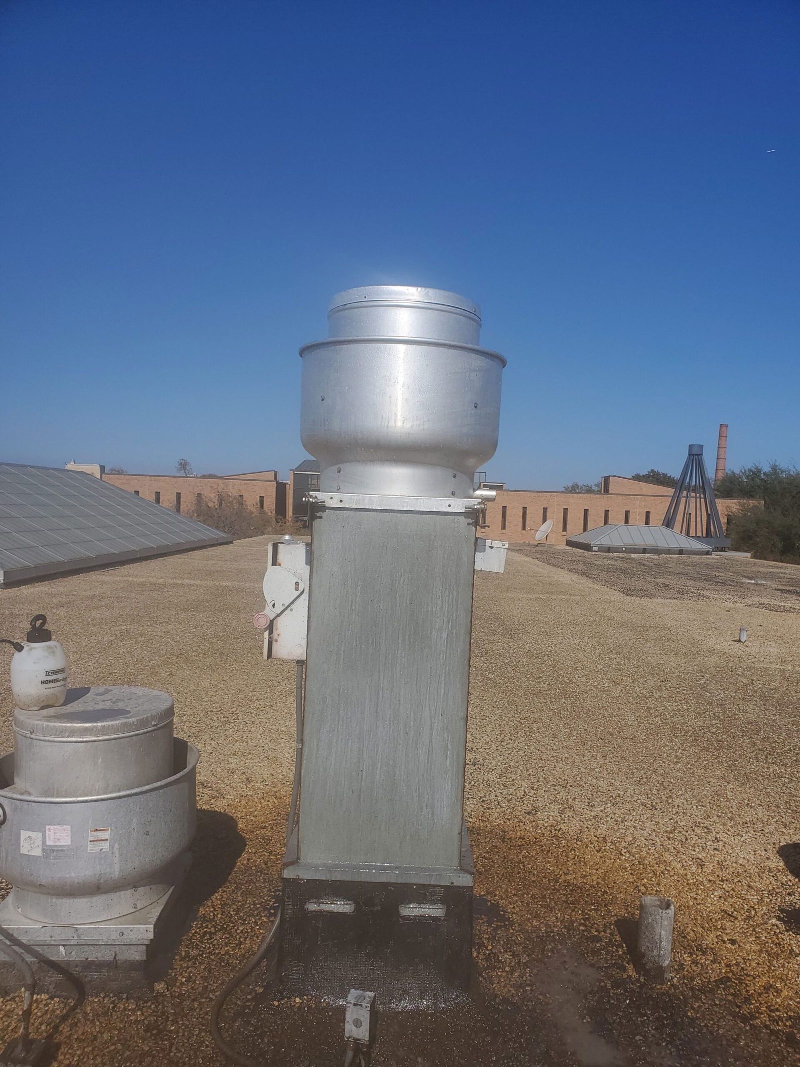 Rooftop kitchen exhaust fan after cleaning
