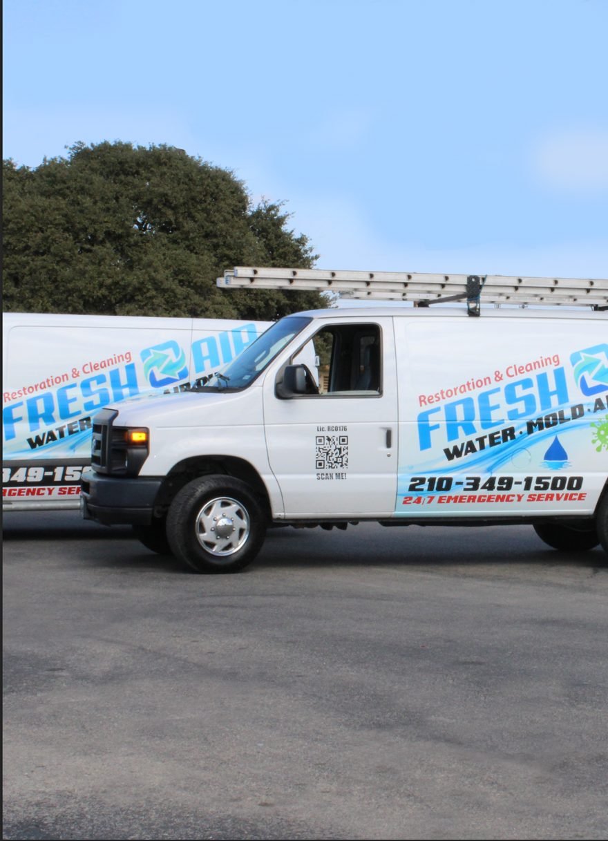 Fresh Air service van parked at a job site